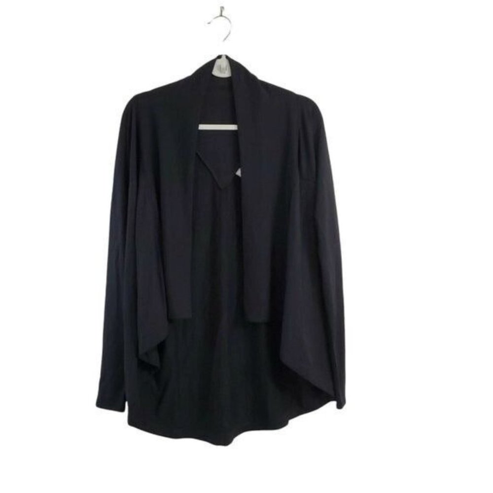 Athleta Black Draped Open-Front Cardigan